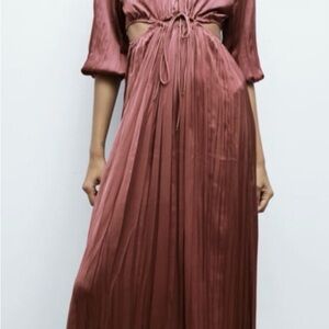 Zara Satin Effect Elegant Mauve Women's Dress